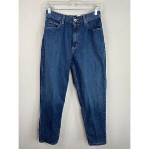 Eddie Bauer Mom Jeans Women's 8 Tapered Leg High Rise Dark Wash Paper Tag